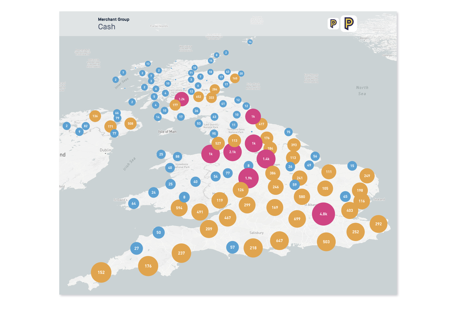 Map of all PayPoint locations around the UK