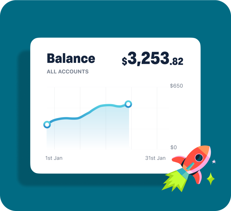 Screen showing a graph of the balance of all accounts in the Monzo app